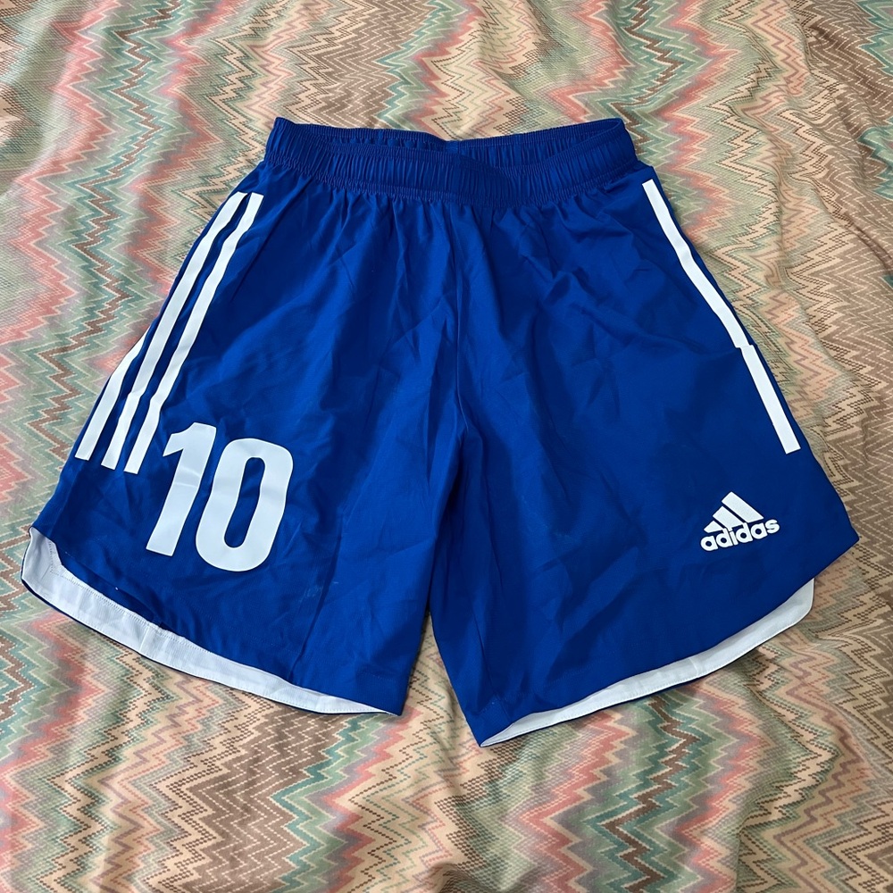 Blue number 10 Adidas Climacool Soccer Shorts